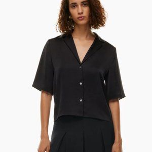 Aritzia Wilfred Beso Short Sleeve Satin Button-Up Blouse